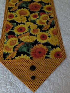 Sunflower Print Table Runner - Yellow & Black
